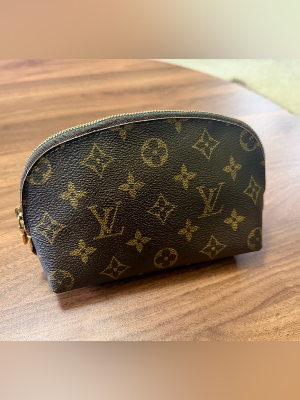 Louis Vuitton Brown and Gold Monogram Half-Moon Pouch